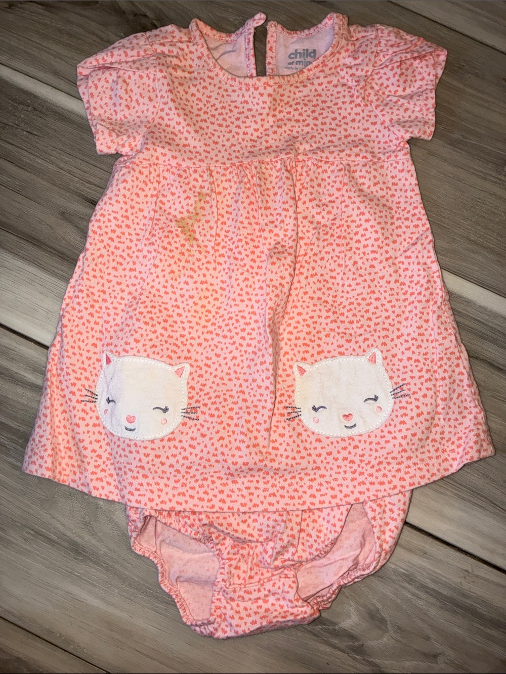 🩵 child of mine Pink Heart Print Dress and Bloomers Set